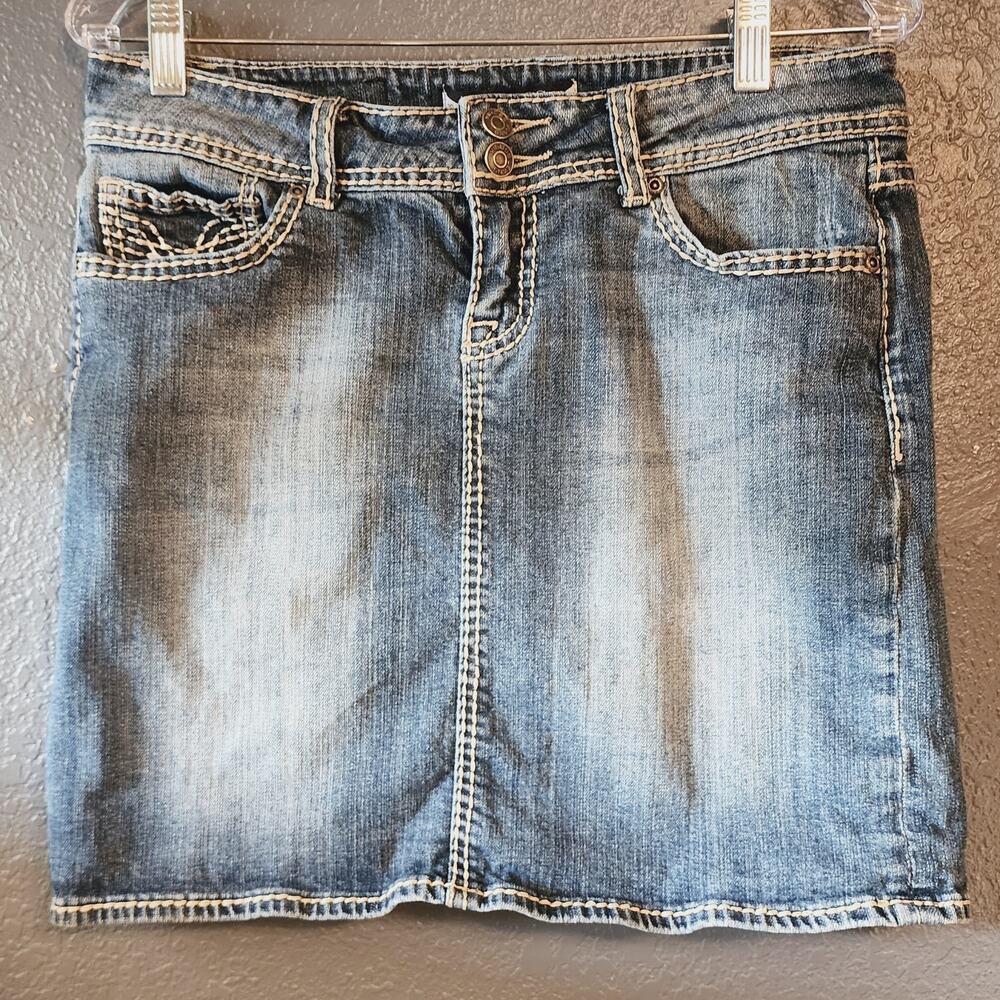 VIGOSS Women's Embroidered Back Pockets Y2K Denim Jean Mini Skirt 9/30